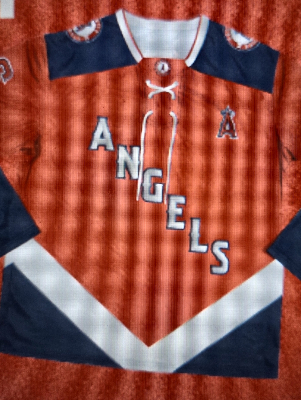 MLB New LAA Los Angeles Angels Red Lace-Up Pullover Hockey Style Jersey Baseball